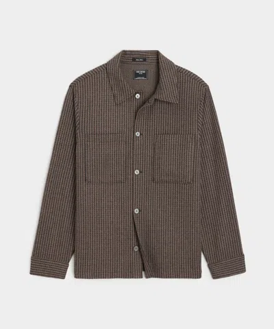 Todd Snyder Double Knit Striped Overshirt In Vintage Brown