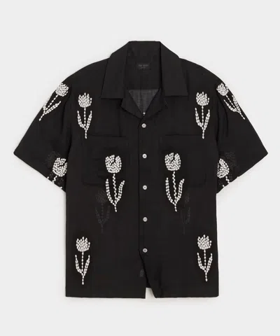 Todd Snyder Embroidered Capri Shirt In Black
