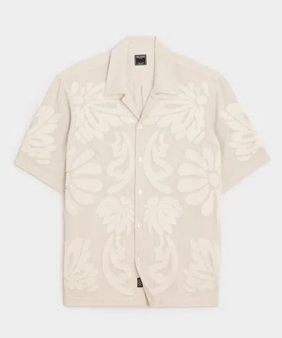Todd Snyder Embroidered Palm Leaf Camp Collar Shirt In Neutral