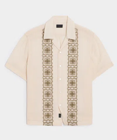 Todd Snyder Embroidered Voile Capri Shirt In Beige In Neutral