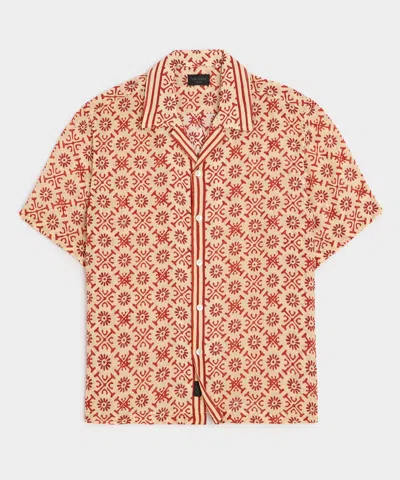 Todd Snyder Embroidered Voile Capri Shirt In Beige In Pink