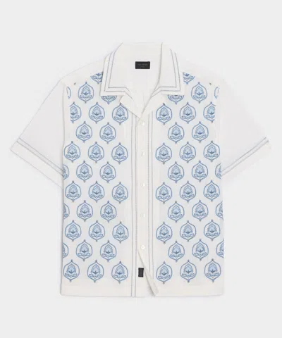 Todd Snyder Embroidered Voile Capri Shirt In White