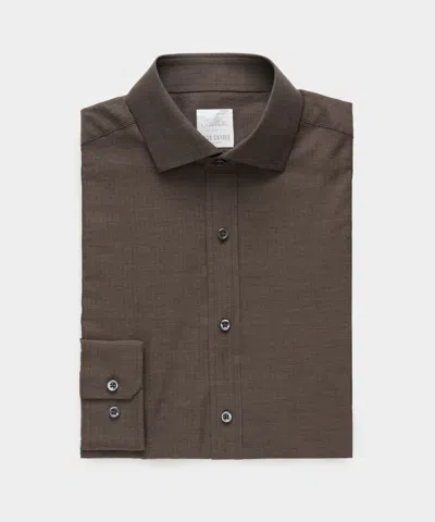 Todd Snyder Flannel Spread Collar Dress Shirt In Brown