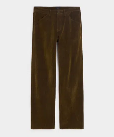 Todd Snyder Flocked Denim Welder Pant In Brown In Green