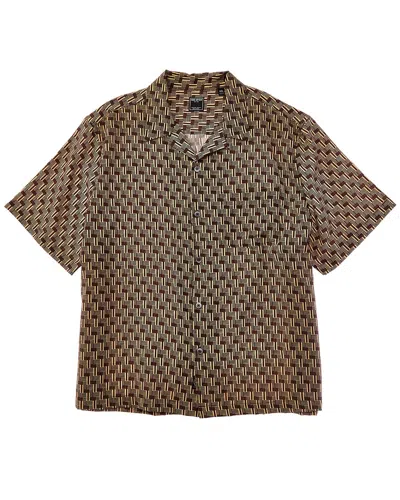 Todd Snyder Geo Zig Zag Silk-blend Shirt In Brown