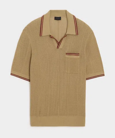 Todd Snyder Harbor Montauk Sweater Polo In Sand In Brown