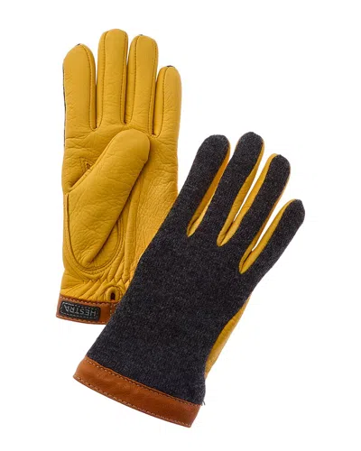 Todd Snyder Hestra Leather-trim Wool-blend Gloves In Yellow
