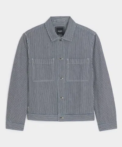 Todd Snyder Hickory Stripe Denim Jacket In Indigo In Gray
