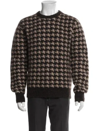 Pre-owned Todd Snyder Houndstooth Print Crew Neck Pullover In Brown