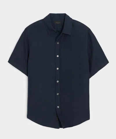 Todd Snyder Irish Linen Point Collar Shirt In Navy In Blue