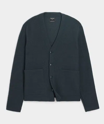 Todd Snyder Italian Boiled Wool Cardigan In Navy Batik In Blue