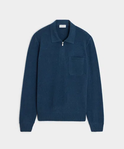 Todd Snyder Italian Cashmere Half-zip Sweater Polo In Blue