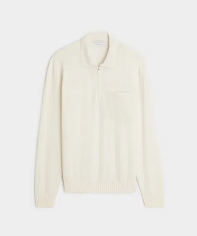 Todd Snyder Italian Cashmere Half-zip Sweater Polo In White