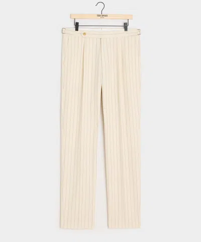 Todd Snyder Italian Cotton Linen Striped Side Tab Trouser In Neutral