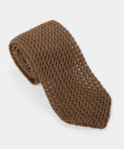 Todd Snyder Italian Cotton Open Weave Knit Tie In Sand In Brown
