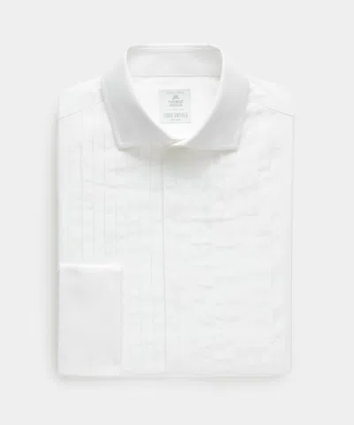 Todd Snyder Italian Cotton Wide Pleat Spread Collar Tuxedo Shirt In White
