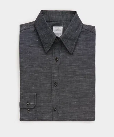Todd Snyder Italian Cotton-linen Long Point Collar Dress Shirt In Black