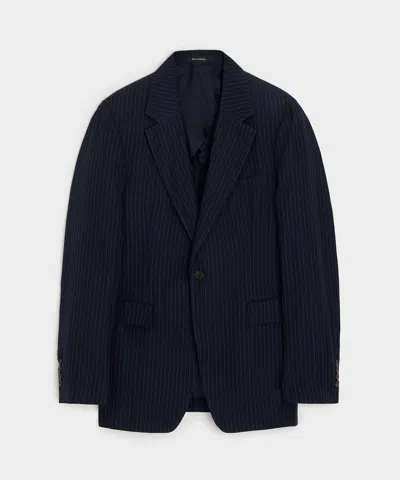 Todd Snyder Italian Cotton-linen Pinstripe Sutton Jacket In Navy In Black
