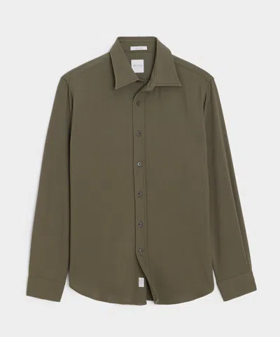 Todd Snyder Italian Crepe Wool Shirt In Olive In Green