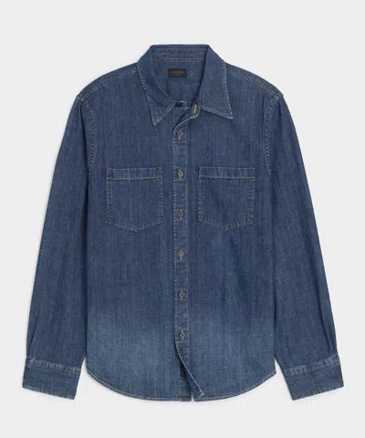 Todd Snyder Italian Denim Engineer Shirt In Indigo In Animal Print