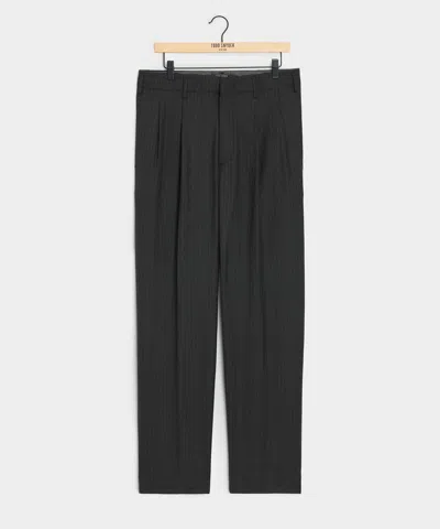 Todd Snyder Italian Flannel Striped Hollywood Trouser In Charcoal In Black