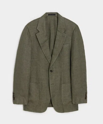 Todd Snyder Italian Linen Herringbone Sport Coat In Olive In Green