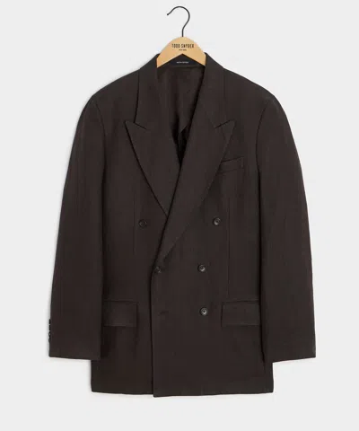 Todd Snyder Italian Linen Herringbone Wythe Jacket In Caviar In Brown