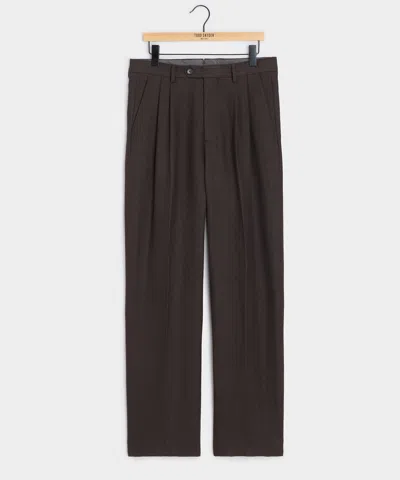 Todd Snyder Italian Linen Herringbone Wythe Trouser In Caviar In Black