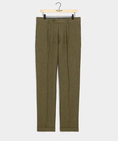 Todd Snyder Straight Fit Irish Linen Side Tab Trouser In Green