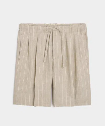 Todd Snyder Italian Linen Pinstripe Leisure Short In Beige In Neutral