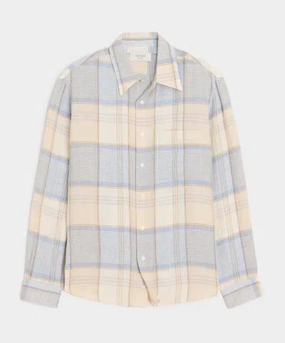 Todd Snyder Italian Linen Plaid Big Shirt In Cream In White