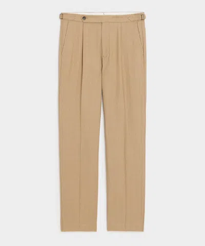 Todd Snyder Italian Linen Side Tab Trouser In Khaki In Brown