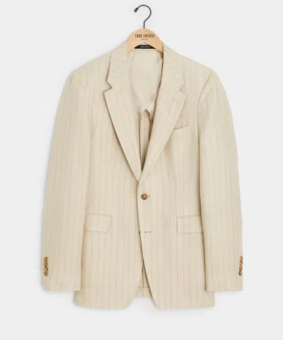 Todd Snyder Italian Linen-silk Sutton Jacket In Tan Pinstripe In Brown