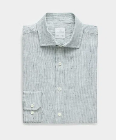 Todd Snyder Italian Linen Spread Collar Dress Shirt In Green
