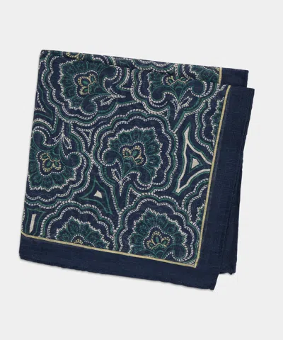 Todd Snyder Italian Paisley Pocket Square In Navy In Blue