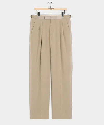 Todd Snyder Italian Relaxed Sueded Linen Tuxedo Trouser In Brown