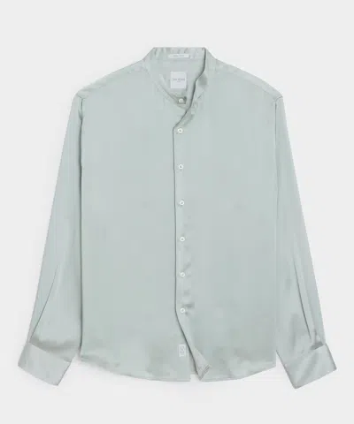 Todd Snyder Italian Satin Band Collar Shirt In Sage In Gray