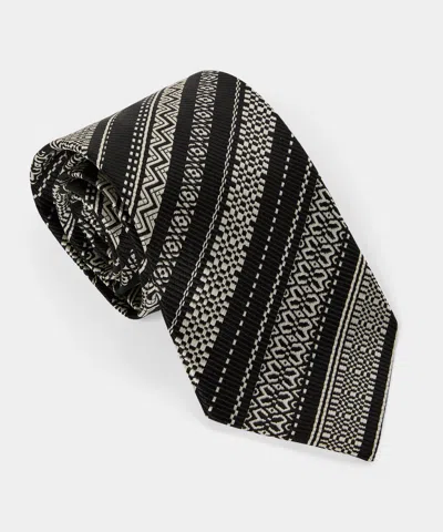 Todd Snyder Italian Silk Stripe Tie In Black In Multi