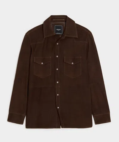 Todd Snyder Italian Suede Western Shirt Jacket In Brown