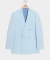 Todd Snyder Italian Sueded Linen Double-breasted Shawl Collar Jacket In Blue
