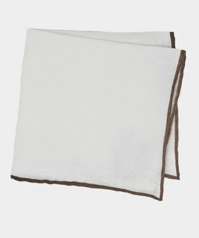 Todd Snyder Italian Tipped  Linen Pocket Square In Brown