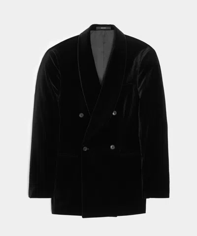 Todd Snyder Italian Velvet Double-breasted Dinner Jacket In Black