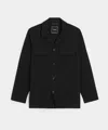Todd Snyder Gabardine Spread Collar Overshirt In Black