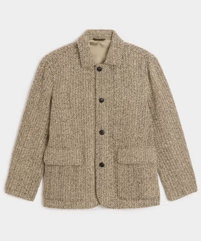 Todd Snyder Italian Wool Walking Jacket In Brown Herringbone