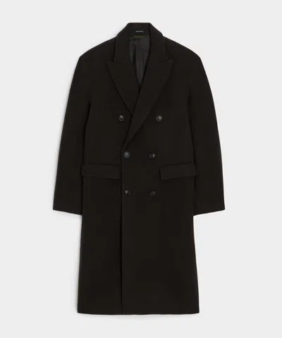 Todd Snyder Italian Wool-cashmere Double-breasted Topcoat In Dark Brown In Black