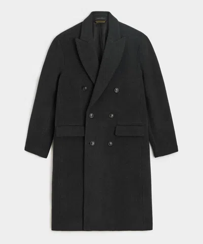 Todd Snyder Italian Wool-cashmere Double-breasted Topcoat In Dark Charcoal In Black