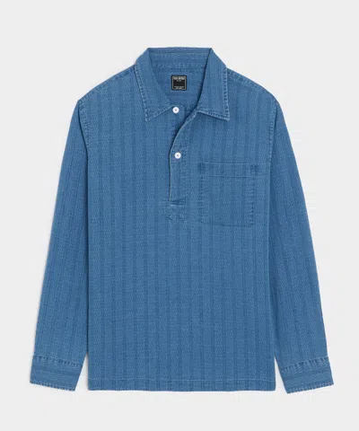 Todd Snyder Jacquard Denim Popover In Indigo In Blue