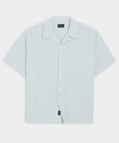 Todd Snyder Jacquard Indigo Camp Collar Shirt In Bleached Indigo In Blue