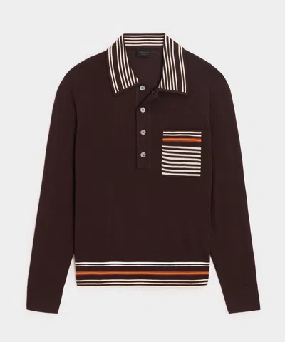 Todd Snyder Knightsbridge Sweater Polo In Espresso Bean In Burgundy