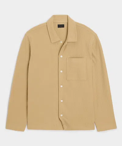 Todd Snyder Knit Seersucker Shirt In Beach Walk In Brown